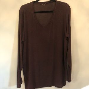 Kit and Ace Maroon V Neck Long Sleeve Top